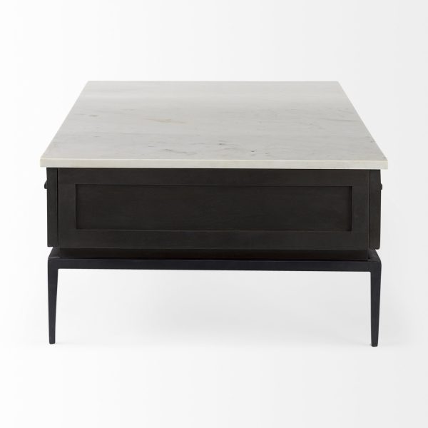 31" Black Glass And Faux Marble Coffee Table - Image 4