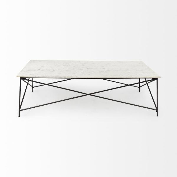 35" White Metal Coffee Table - Image 2