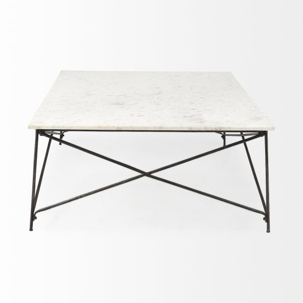 35" White Metal Coffee Table - Image 3