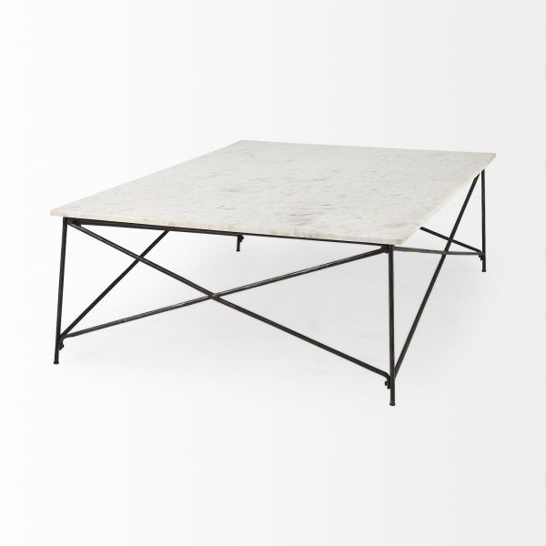 35" White Metal Coffee Table - Image 4