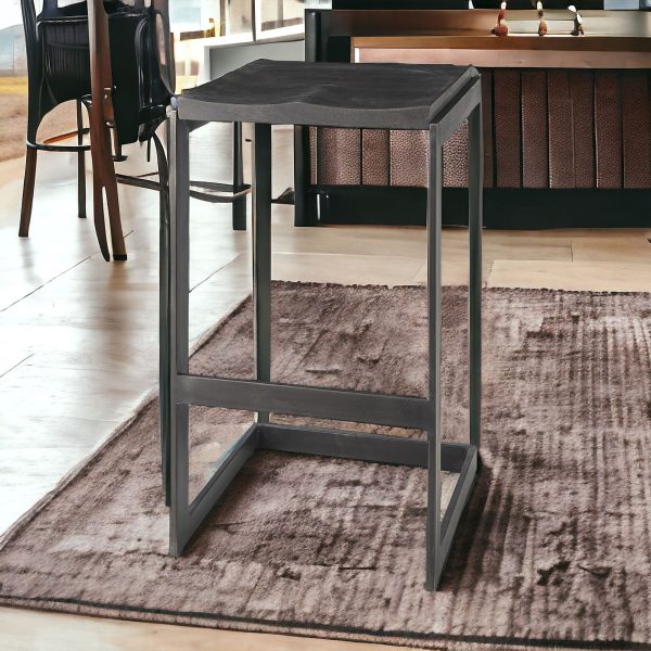 30" Black Solid and Manufactured Wood Backless Bar Height Bar Chair - Image 2