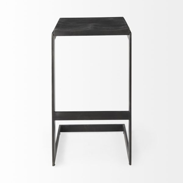 30" Black Solid and Manufactured Wood Backless Bar Height Bar Chair - Image 3