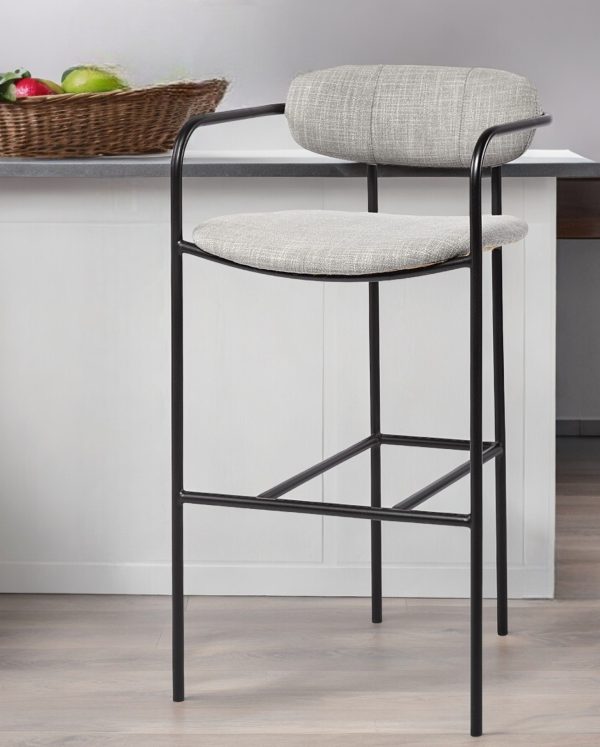 29" Gray and Black Fabric and Steel Bar Chair - Image 2