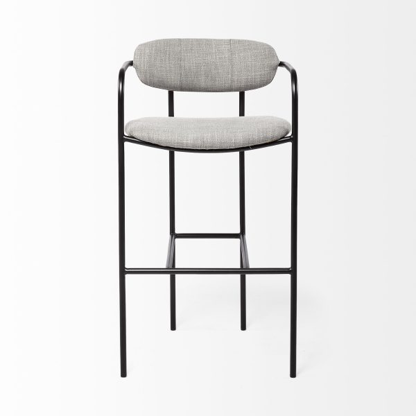 29" Gray and Black Fabric and Steel Bar Chair - Image 3