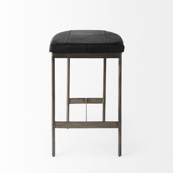26" Gold Faux Leather Backless Counter Height Bar Chair - Image 3