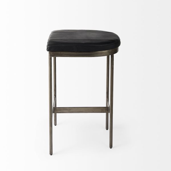 26" Gold Faux Leather Backless Counter Height Bar Chair - Image 4