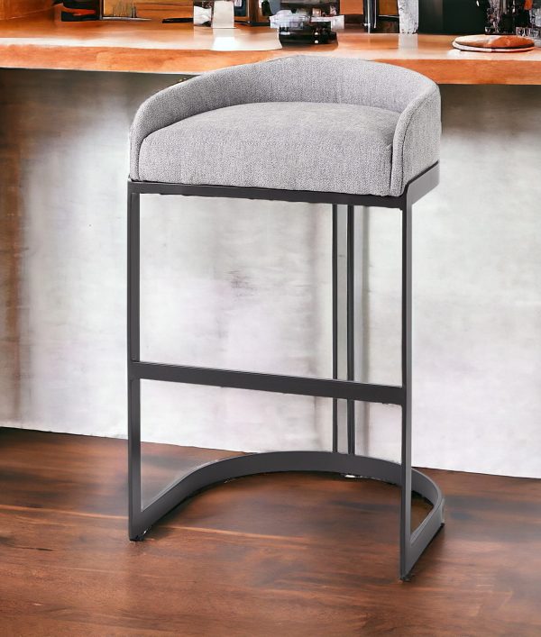30" Gray And Black Low Back Bar Height Bar Chair - Image 2