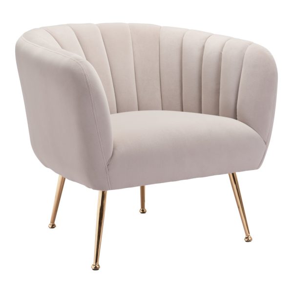 30" Ivory And Gold Fabric Tufted Club Chair - Image 3