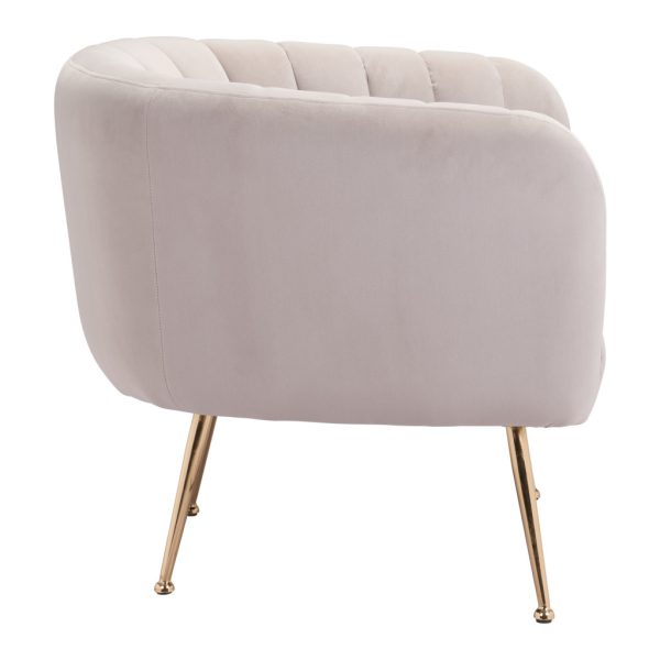 30" Ivory And Gold Fabric Tufted Club Chair - Image 4