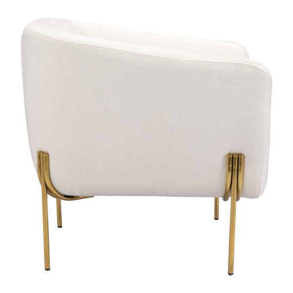 31" Ivory And Gold Fabric And Upholstered Arm Chair - Image 3