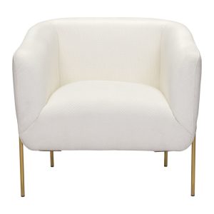 31" Ivory And Gold Fabric Arm Chair
