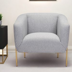 31" Gray And Gold Fabric Arm Chair