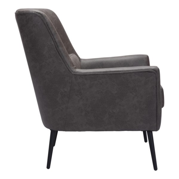 29" Black Faux Leather And Upholstered Arm Chair And Toss Pillow - Image 3