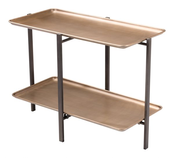 33" Gold And Black Steel Coffee Table With Shelf - Image 3