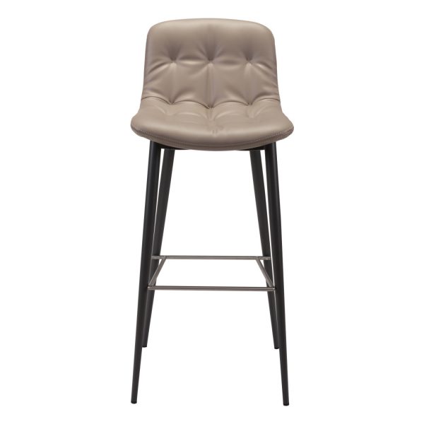Set of Two 30" Taupe And Black Steel Low Back Bar Height Bar Chairs - Image 3