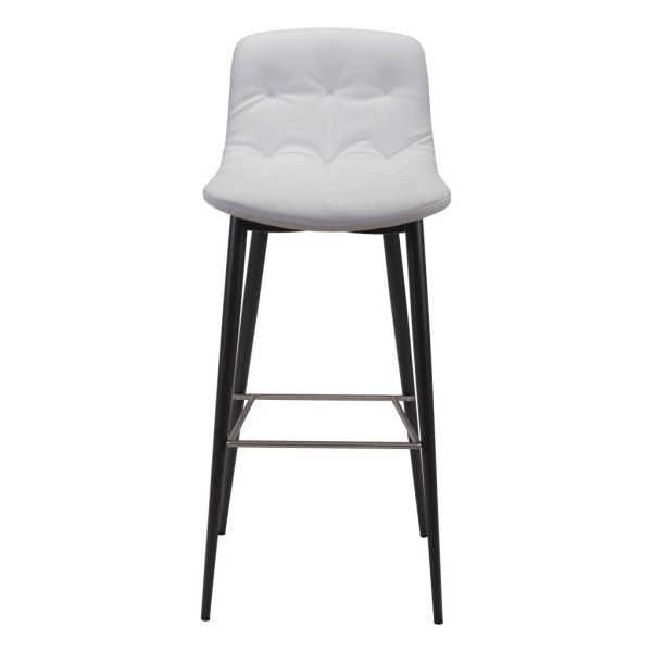 Set of Two 30" White And Black Steel Low Back Bar Height Bar Chairs - Image 3