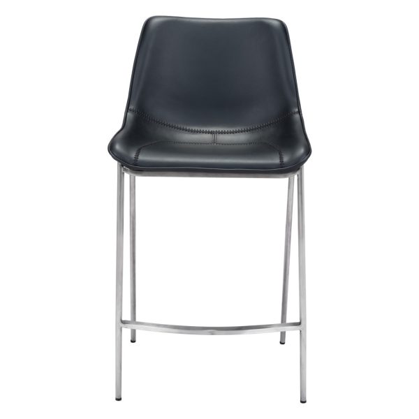 Set of Two 26" Black And Silver Steel Low Back Counter Height Bar Chairs - Image 3