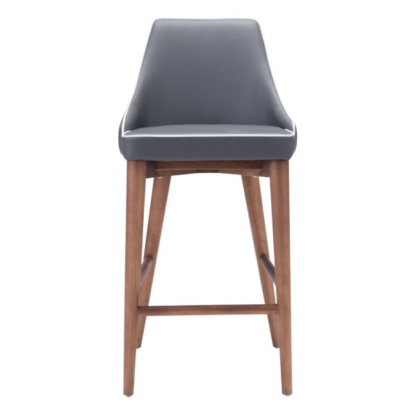 26" Gray And Brown Solid Wood Low Back Counter Height Bar Chair - Image 3