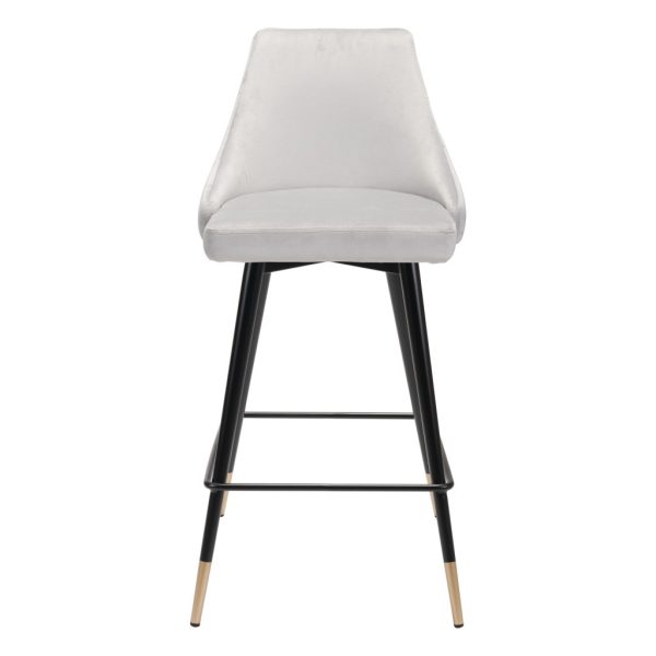 26" Gray And Black Steel Low Back Counter Height Bar Chair - Image 3