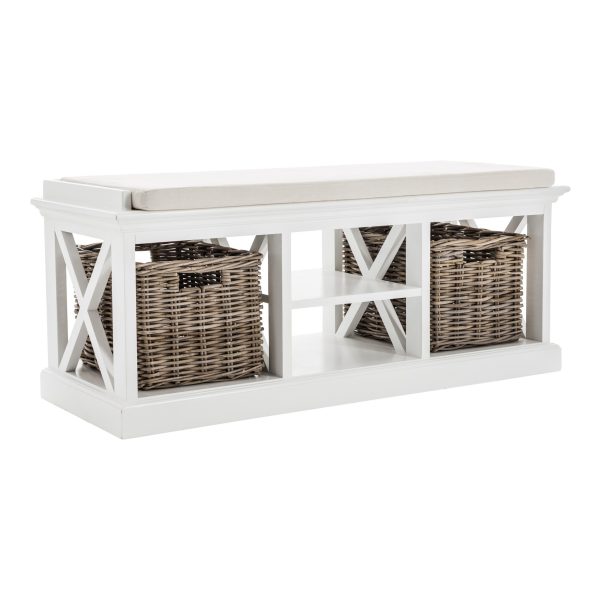 Classic White Bench and Basket Set - Image 3