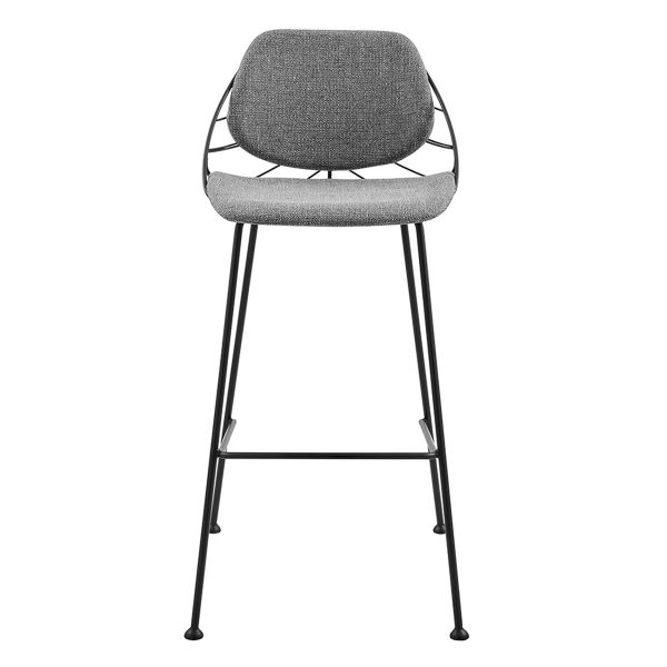 Set of Two 30" Light Gray And Black Steel Low Back Bar Height Bar Chairs - Image 3