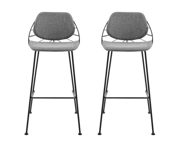 Set of Two 30" Light Gray And Black Steel Low Back Bar Height Bar Chairs - Image 2