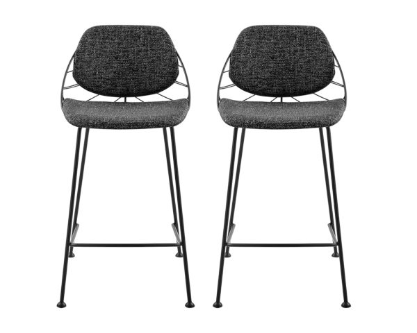 Set of Two 26" Black Steel Low Back Counter Height Bar Chairs - Image 2
