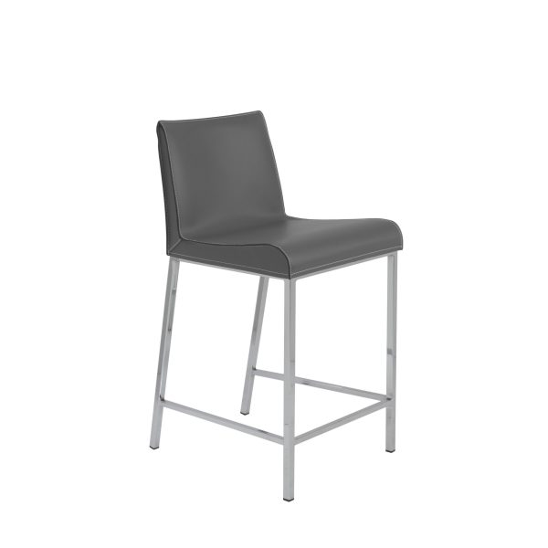 Set of Two 24" Gray And Silver Steel Low Back Counter Height Bar Chairs - Image 3