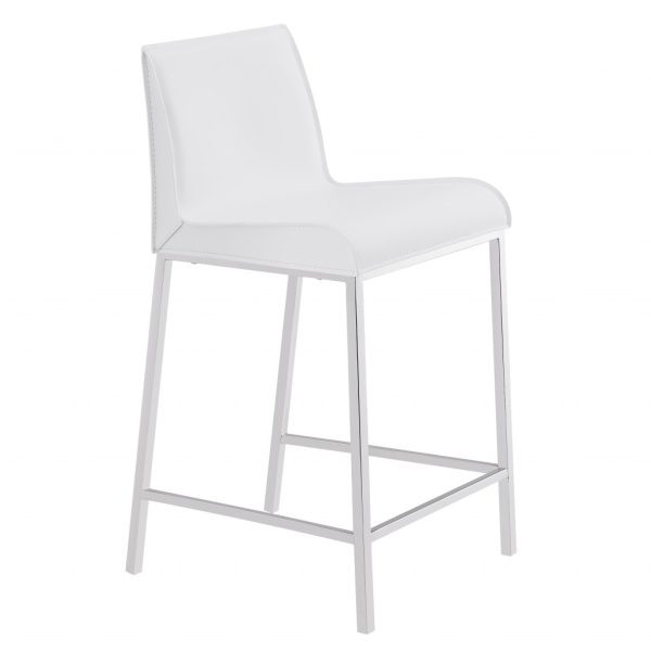 Set of Two 24" White And Silver Steel Low Back Counter Height Bar Chairs - Image 3