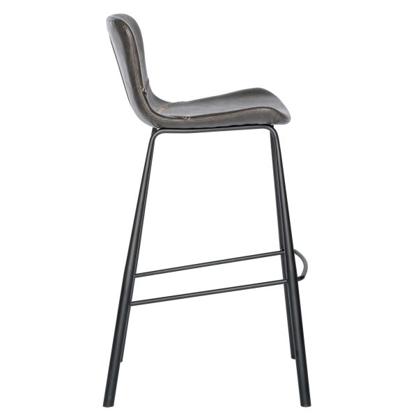 Set of Two 30" Gray And Black Steel Low Back Bar Height Bar Chairs - Image 3