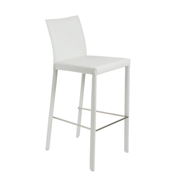 Set of Two 30" White Steel Low Back Bar Height Bar Chairs - Image 3