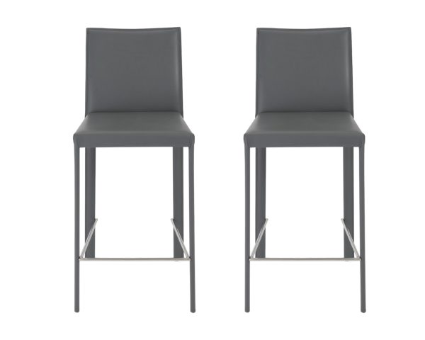 Set of Two 26" Gray Steel Low Back Counter Height Bar Chairs - Image 2