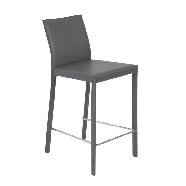 Set of Two 26" Gray Steel Low Back Counter Height Bar Chairs - Image 3