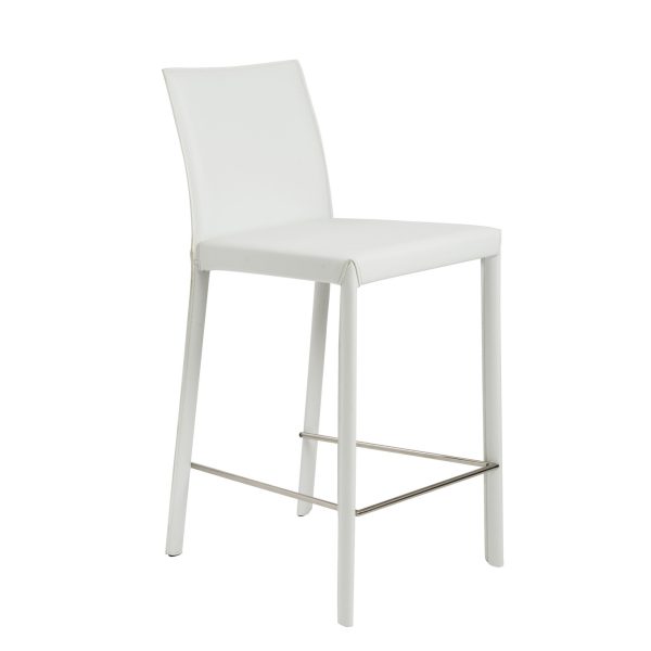 Set of Two 26" White Steel Low Back Counter Height Bar Chairs - Image 3