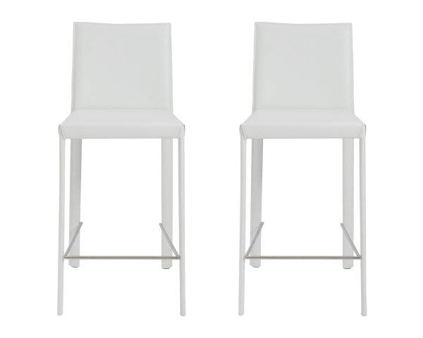 Set of Two 26" White Steel Low Back Counter Height Bar Chairs - Image 2