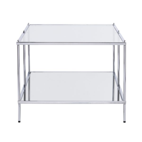 42" Chrome Glass And Metal Rectangular Mirrored Coffee Table - Image 3