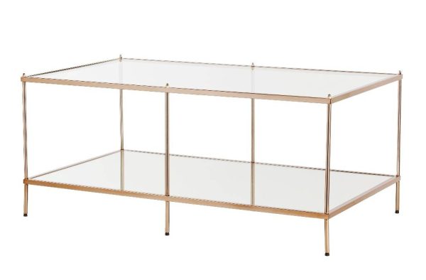 42" Clear And Gold Glass And Metal Coffee Table - Image 3