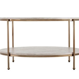 33" White Solid Manufactured Wood And Metal Square Coffee Table
