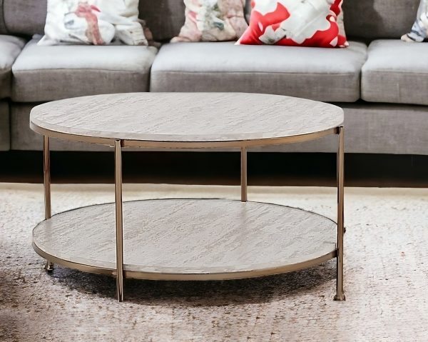 33" White Solid Manufactured Wood And Metal Square Coffee Table - Image 2
