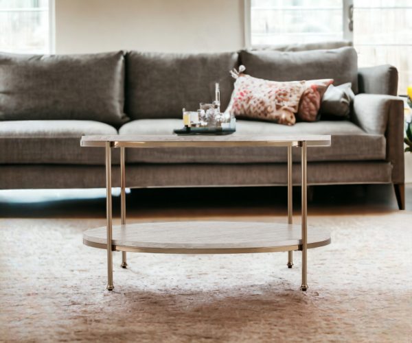 33" White Solid Manufactured Wood And Metal Square Coffee Table - Image 3