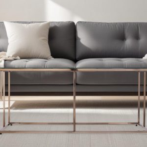 42" Champagne Glass And Metal Geometric Coffee Table