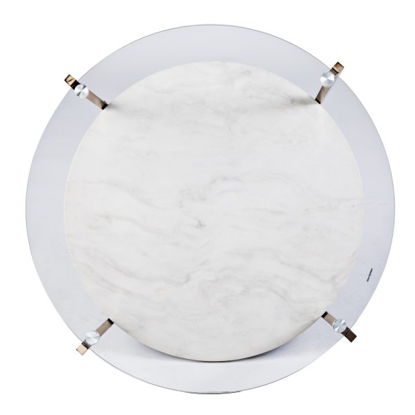 33" Gold Glam Glass And Faux Marble Two Tier Round Coffee Table - Image 3