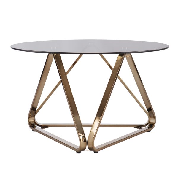 31" Champagne Glass And Metal Round Coffee Table - Image 4