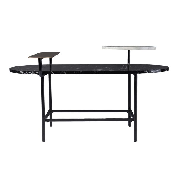 42" Black Faux Marble And Metal With Iron Coffee Table - Image 2
