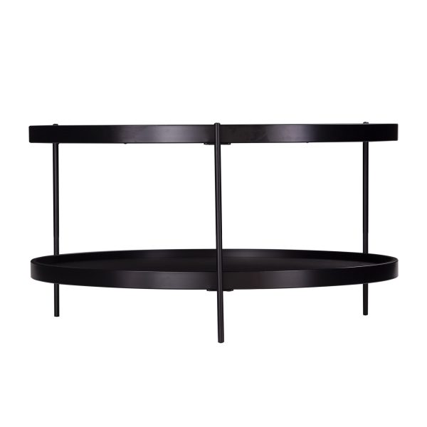 33" Black Manufactured Wood And Metal Round Coffee Table - Image 3