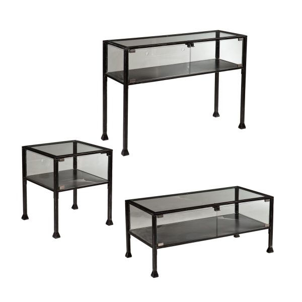 43" Black Glass And Metal Rectangular Coffee Table - Image 3