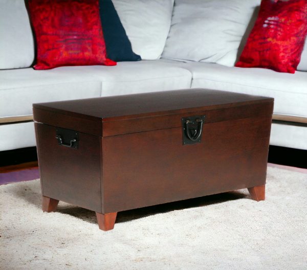 39" Brown Wood With Iron Trunk Coffee Table - Image 2