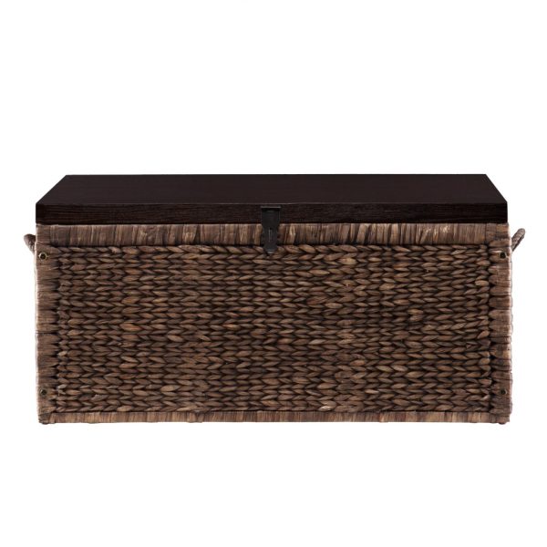 38" Brown Wood And Wicker With Iron Coffee Table - Image 3