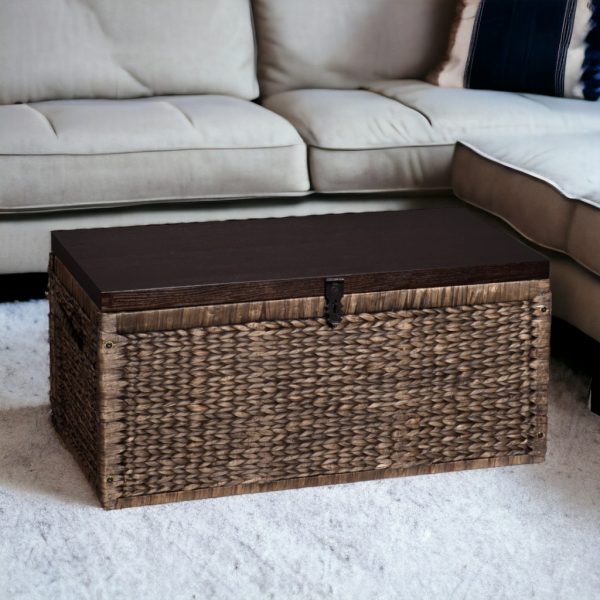 38" Brown Wood And Wicker With Iron Coffee Table - Image 2