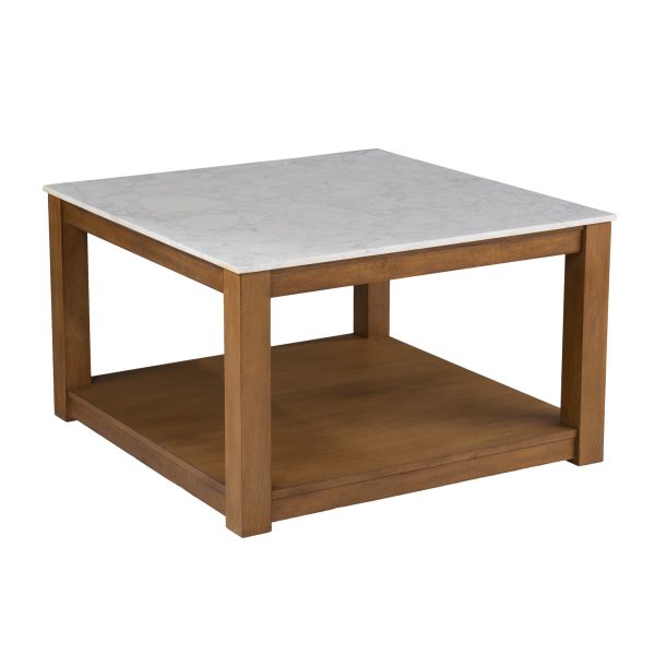 30" Natural And Natural Brown Solid Manufactured Wood Square Coffee Table - Image 3